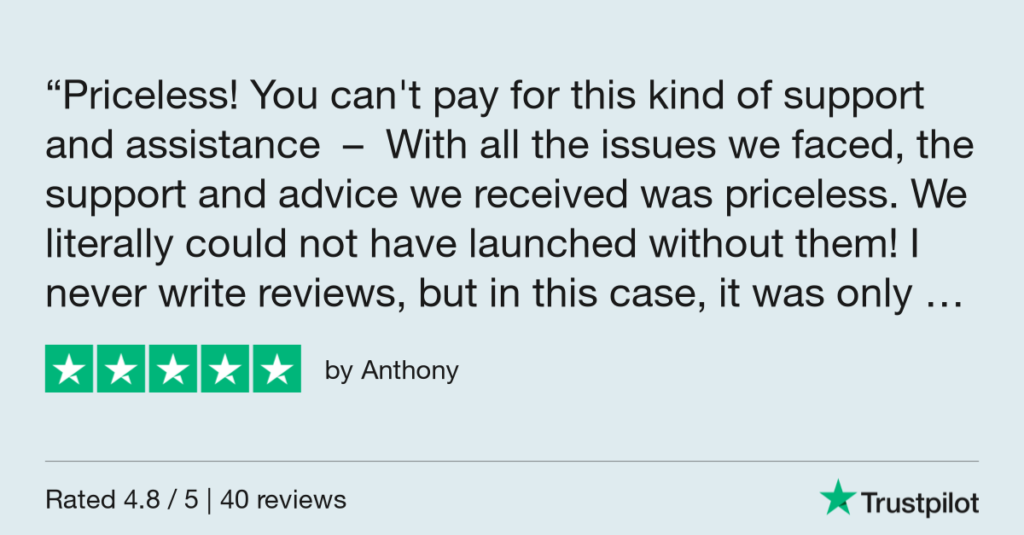 A customer's review on Trustpilot.